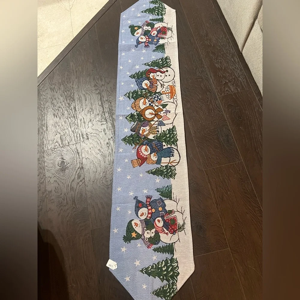 Vintage Festive Snowman Table Runner